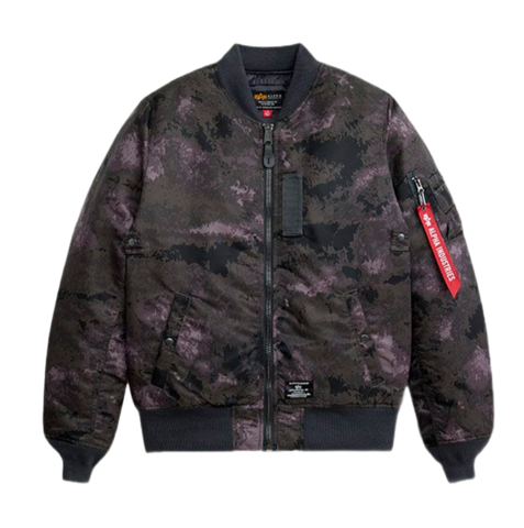 Бомбер Alpha Industries MA-1 Mod Black Blur Camo (Черный Камуфляжный)