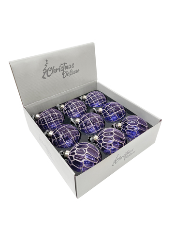 Набор шаров 8см 9шт ChristmasDeLuxe синий с блеском