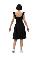 Мира. Платье чёрное льняное с пышной юбкой PL-421165-04