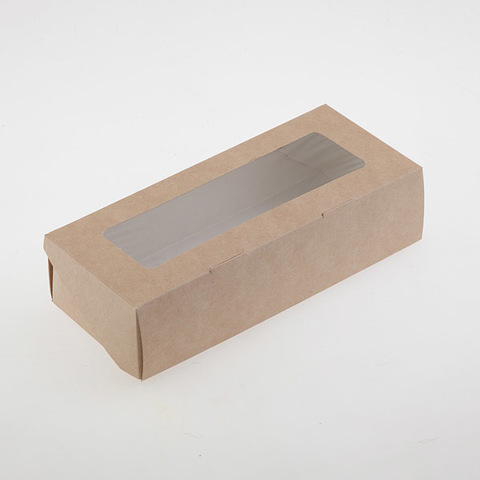 Коробка ЭКО-крафт длинная с окошком 16,5х7х4 см (№58)