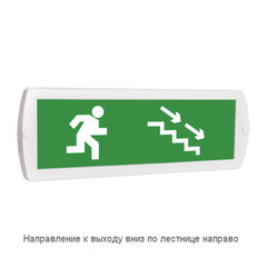 Световое табло оповещатель ТОПАЗ - Направление к выходу вниз по лестнице направо (зеленый фон)
