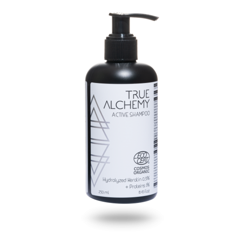 Шампунь Active shampoo Hydrolyzed Keratin 0.3% + Proteins 1% 250 мл COSMOS ORGANIC True Alchemy