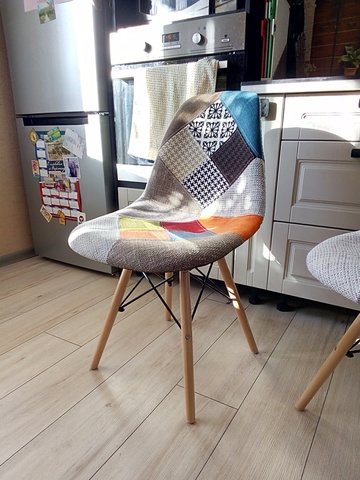 Интерьерный дизайнерский кухонный стул Eames DSW Patchwork Multucolor, пэчворк, мультиколор