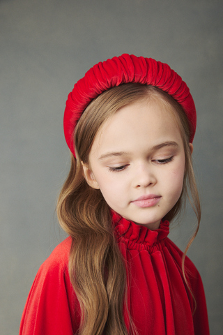 Ободок бархатный красный