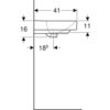 Раковина Geberit Smyle Square: Белый, B=50см, H=16см, T=41см, Отверстие под смеситель=По центру, Перелив=На виду