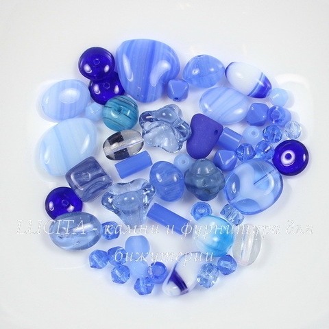 Бусины Preciosa микс 3 "Blue" голубой