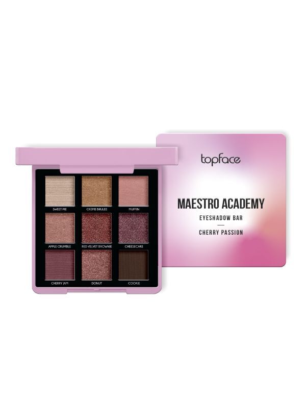 Topface Палитра теней для век 9-цв. тон 003 Вишнёвый соблазн РТ512 "Maestro Academy Eyeshadow Bar"