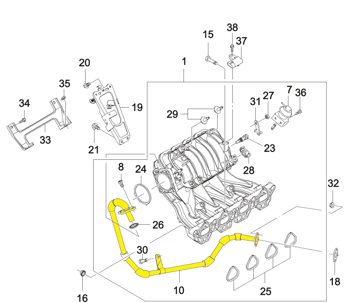 ТРУБКА РЕЦИРКУЛЯЦИИ КАРТЕРНЫХ ГАЗОВ D3 NEXIA N150, LACETTI, AVEO, CRUZE ...
