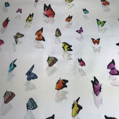 Мерный лоскут 1,25 м хлопок пике с эластаном бабочки на белом фоне 2011