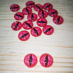 Глазки стеклянные круглые клеевые Розовые 14мм (2шт)