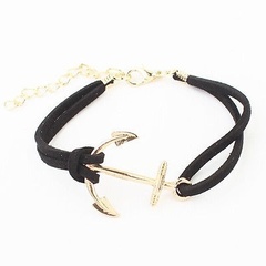 Купить Браслет с золотым якорем (черный) в Магазине тельняшек