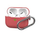 Силиконовый чехол Hang Silicon case LE с карабином для AirPods Pro (Малиновый / hidoscus)