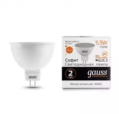Лампа Gauss LED Elementary MR16 5.5W 430lm 3000K GU5.3  13516