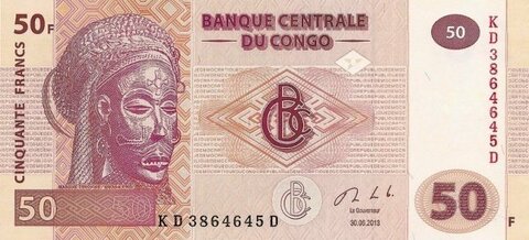 Банкнота 50 франков 2013 год, Конго. UNC