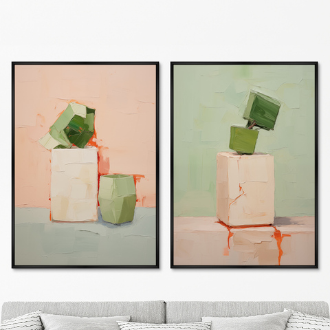 ArtNoMore - Набор из 2-х репродукций картин на холсте Cubic flowers, 2024г.