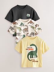 Футболка для мальчика Next E63-185, 3 шт., Темно-серый, Молочный, Светло-желтый