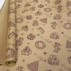 
          Бумага упаковочная 70 см х 10 м "Новогодняя" в рулоне (Крафт)