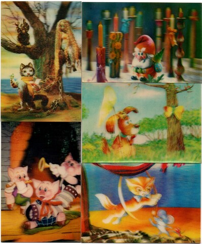 № 61 Набор из 5 переливных (стерео) Календариков . Мультфильмы СССР 1990 год