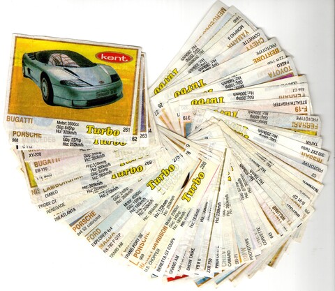 Вкладыши от жвачки Turbo Yellow - Турбо 63 штуки без повторов. Серия 261 - 330.