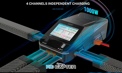 Зарядное устройство ToolkitRC Q6AC, 4x250/2x500 Вт (DC); 4x100 /2x250 Вт (AC), 1-6S, 4 канала