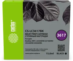 Картридж струйный Cactus CS-LC3617BK черный (15мл) для Brother MFC-J2330DW, J2730DW, J3530DW, J3930DW