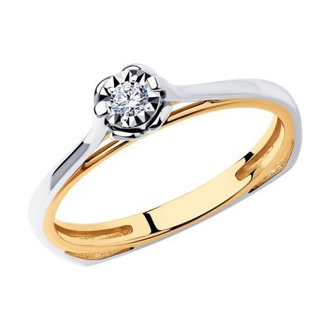 1012171 - Кольцо из комбинированного золота с родированием с бриллиантом