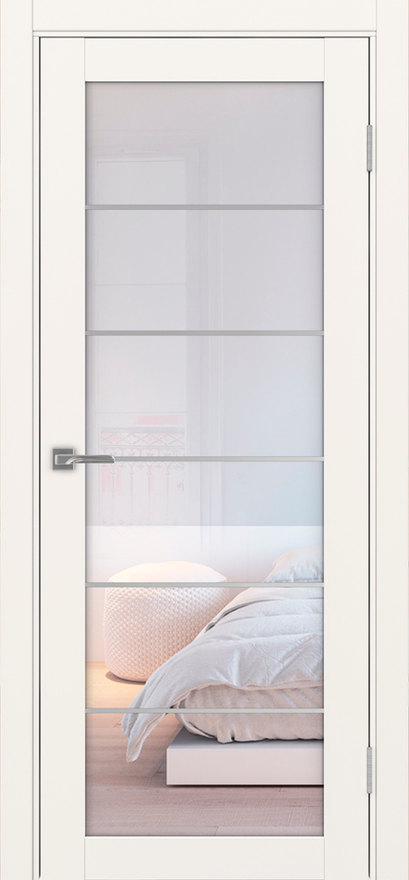 Дверь межкомнатная Оптима Порте Турин 501.2 АСС молдинг SC, цвет бежевый, экошпон, стекло прозрачное