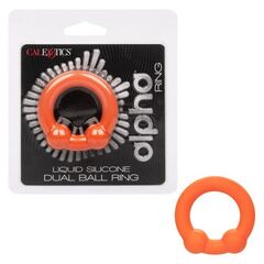 Оранжевое эрекционное кольцо Liquid Silicone Dual Ball Ring - 