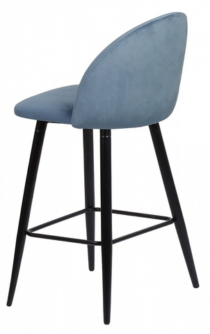 Барный стул MALIBU пудровый синий, велюр G108-56 М-City (обеденный, кухонный, для гостиной), Материал каркаса: Металл, Цвет каркаса: Чёрный, Материал сиденья: Велюр, Цвет сиденья: Пудровый синий, Цвет: Синий, Материал сиденья: Ткань
