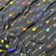 шелк черный с гитарами фото