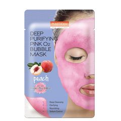 Maska \ Маска \ Mask PUREDERM Deep Purifying Pink O2 Bubble Mask Peach 25g * 1pcs