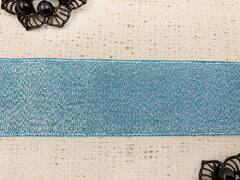 Лента парча, ш. 4 см, голубой