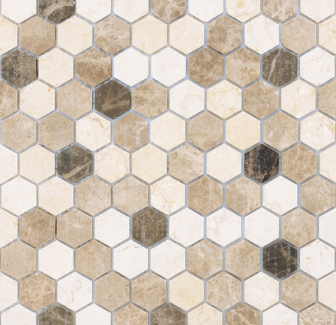 Мозаика Pietrine Hexagonal - Pietra Mix 1 матовая 28,5x30,5х0,6 см (чип 18х30х6 мм)