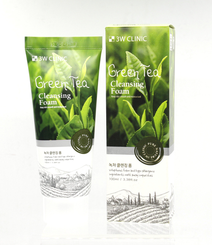 3W Clinic Green Tea Foam Cleansing Пенка для лица с экстрактом зеленого чая