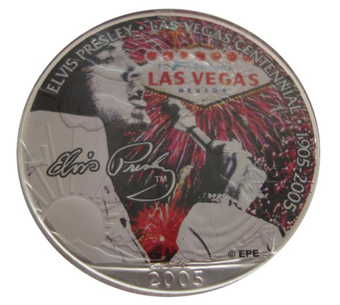 США 1 доллар 2005 Свобода Элвис Пресли Лас-Вегас СЕРЕБРО цветная