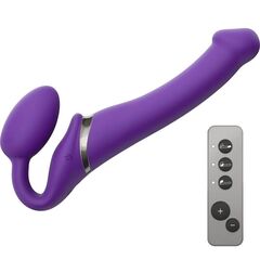 Фиолетовый безремневой вибрострапон Silicone Bendable Strap-On - size M - 