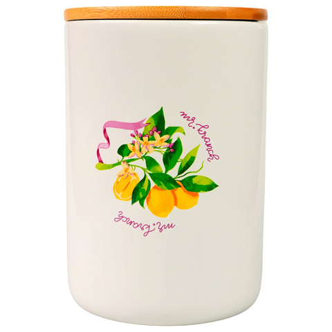 Бокс Mr.Kranch керамический для хранения корма для собак Лимоны из Прованса 1900 мл белый