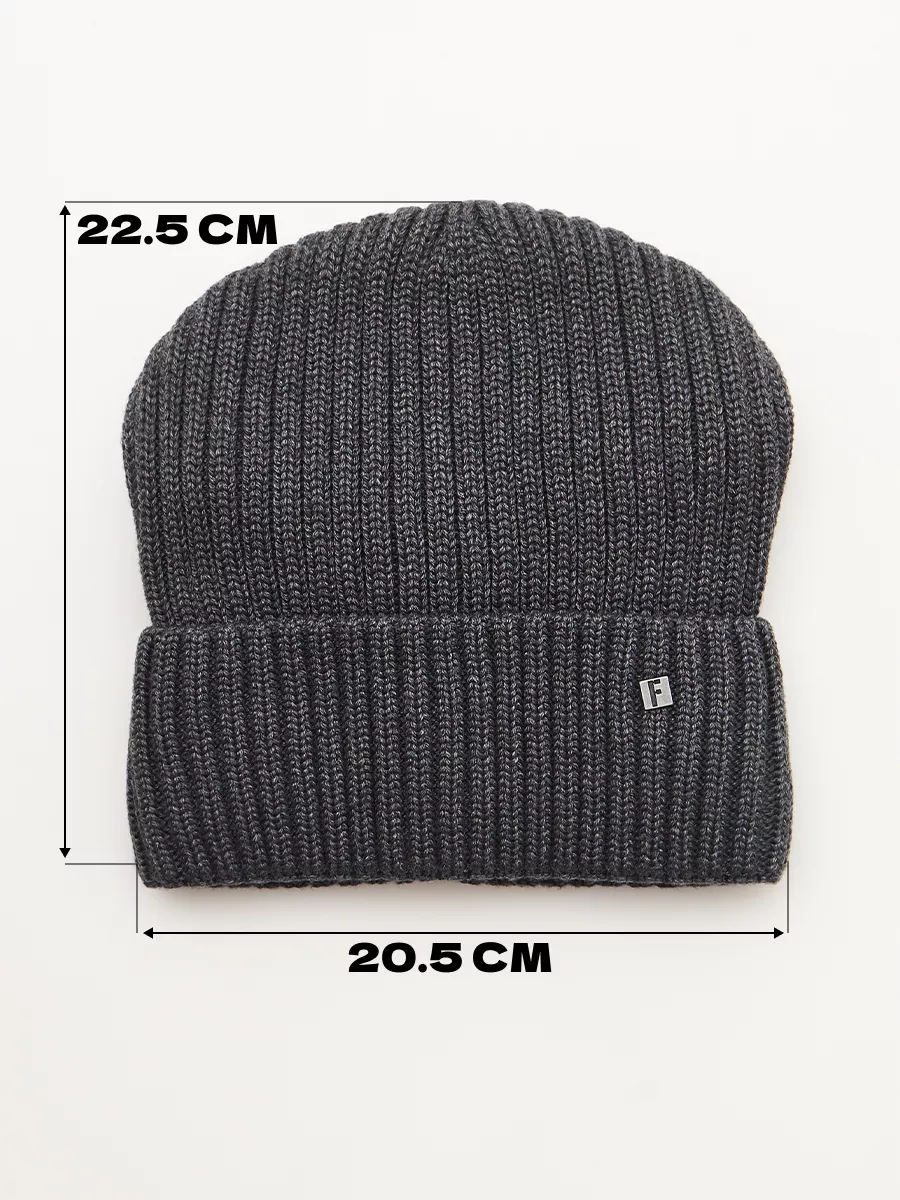 Шапка зимняя на флисе вязаная бини