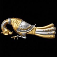 Силиконовый молд № 359 Винтажная птица большая левая