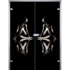 Купить Двустворчатая стеклянная дверь Woman триплекс фотопечать