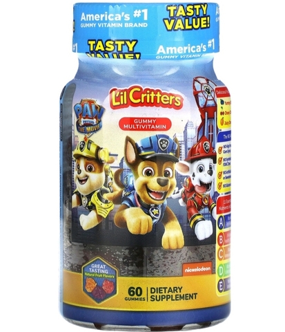 Lil critters, Paw Patrol The Movie, жевательные мультивитамины, натуральные фрукты, 60 жевательных таблеток