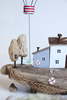 Морская композиция из дрифтвуда с маяком и воздушным шаром, 31х26 см, Россия
