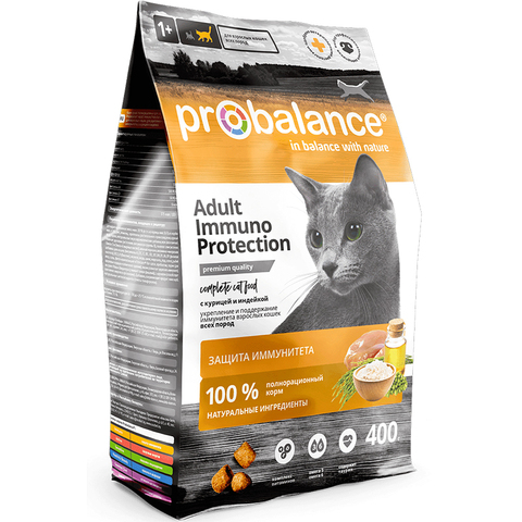 Сухой корм ProBalance Adult Immuno Protection с курицей и индейкой, для кошек, 400 г.
