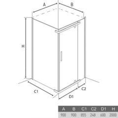 ДУШЕВОЙ УГОЛОК ALEX BAITLER AB244-90 900x900x2000