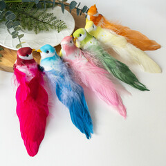 Птичка цветная с пайетками на зажиме, 15 см, цвет микс, набор 3 шт.