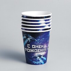 Набор одноразовой посуды, С днем рождения, Роботы, 6 тарелок, 6 стаканов, 6 колпаков, 1 гирлянда