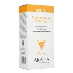 Солнцезащитный крем для лица с тонирующим эффектом SPF-50 Tinted Moisture Protection, 50 мл ARAVIA Professional