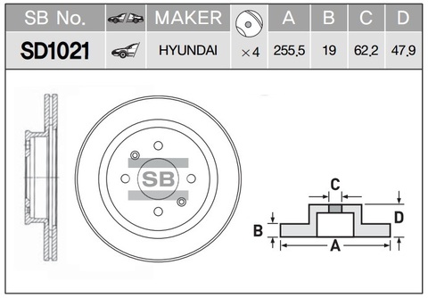 ДИСК ТОРМОЗНОЙ ПЕРЕДНИЙ GETZ D=255,5 MM HI-Q