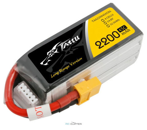 АКБ Gens Ace TATTU 2200mAh 14.8V 45C 4S1P Lipo Battery Pack