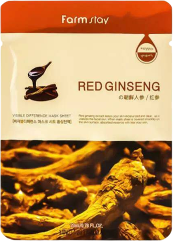 Farmstay Маска тканевая Farmstay Visible Difference Mask Sheet Red Ginseng